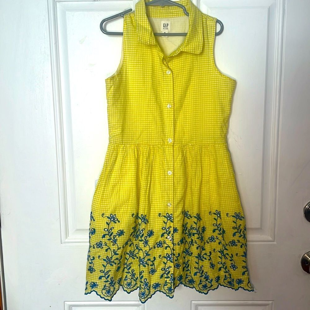 Gap Gingham Embroidered Sleeveless Sun Dress